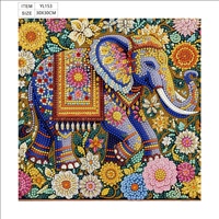 Peinture diamant 5D éléphant, diamants ronds faits à la main, décoration murale pour salon et chambre