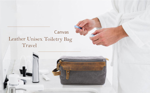 Trousse de maquillage et de rasage portable en toile cirée <span class=keywords><strong>imperméable</strong></span> à l'eau, trousse de rangement pour maquillage de voyage pour femmes, trousse de toilette pour hommes - Product Image 3