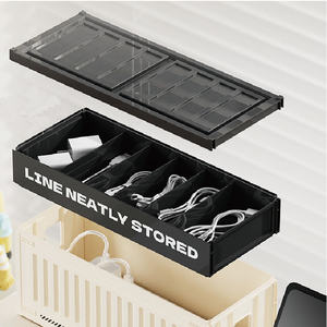 Boîte de rangement pour câbles, organiseur transparent pour chargeurs de téléphone, organiseur de fils pour <span class=keywords><strong>tiroir</strong></span>, bureau, maison - Product Image 1