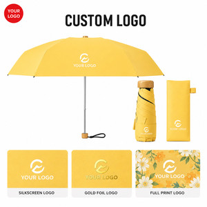 Parapluie plat miniature personnalisé avec logo, protection UV portable, parapluie de poche de voyage, ultra léger, parapluie soleil/pluie, cadeau d'affaires - Product Image 2