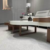 Table basse en bois massif Fengyun style crème française, design créatif, plateau en ardoise irrégulière, pour salon, mobilier de maison, sensation haut de gamme