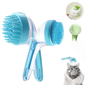 Brosse de bain pour chien avec logo personnalisé, manche long, shampoing pour animaux de compagnie, brosse de massage en silicone pour chiot, brosse de douche pour chien avec distributeur de savon - Product Image 1