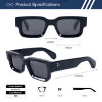 Fabricant en gros de lunettes de soleil carrées en acétate épais, UV400 TAC, logo personnalisé, style rétro, pour hommes