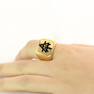 Fashion <b>Rings</b> Square Pyramid Eye Design 18MM Unisex Gift Jewelry Gold Color - Product Image 2