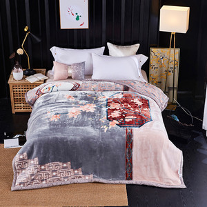 Couverture en Raschel Combeya 200x230cm, épaisse, chaude, style chinois, imprimée, double couche, douce, pour lit - Product Image 1