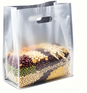 Sac en plastique transparent PP à fond carré, découpé sur mesure, avec poignée longue, recyclable, pour emballage de pain, gâteaux et produits de boulangerie, avec logo personnalisé, finition givrée - Product Image 1