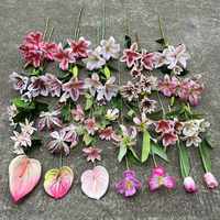 LO-624 Großhandel Langlebige Rosa Seiden-Kunstblumen Künstliche Lilien Tulpen Orchideen Dekorative Blumen für Muttertag Abschlussfeier