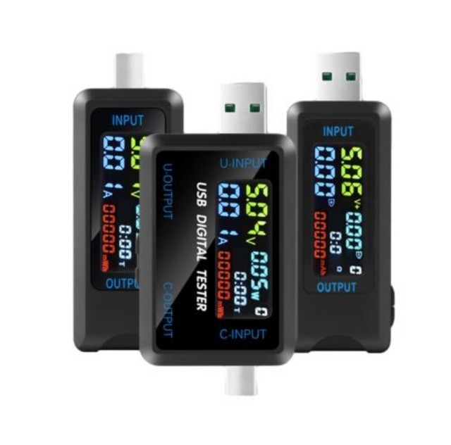 Multi Functional USB C & USB a & 2 in 1 Digital Power Capacity Tester Supports Fast Charging Protocols Real Time Monitoring