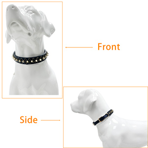 Accesorios para mascotas OEM logotipo personalizado correa ajustable para el cuello remache de Metal Stud Charm impermeable Pu Semi cuero <span class=keywords><strong>Collar</strong></span> de perro rojo y negro - Product Image 6
