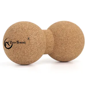 Zhensheng Factory Supplier Yoga Pilates Exercise Balance Massage Ball Peanut Shape Cork Massage Ball