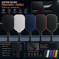 Raquette de pickleball avec surface en graphite, forme allongée, poignée en caoutchouc, manche long, design sans bords, surface à haute friction