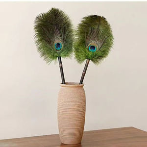 Brosse de dépoussiérage de plumes manche en bambou rétro antistatique <span class=keywords><strong>plumeau</strong></span> de ménage <span class=keywords><strong>plumeau</strong></span> de paon - Product Image 5