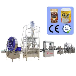 Linea di produzione d'imballaggio del barattolo di latta della carta delle polveri della proteina del caffè personalizzabile fabbrica macchina imballatrice automatica del latte in polvere