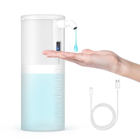 Distributeur automatique de savon liquide sans contact 350 ml (12 oz) rechargeable par USB-C, 4 niveaux réglables, avec certificats CE et FCC