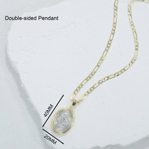 Colgante de doble cara de San Benito, amuleto religioso de moda, chapado en cobre, medalla de oro auténtico de 14K, collar con colgante de moneda. - Product Image 3