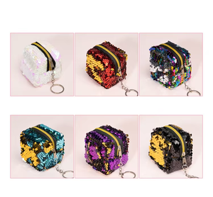 Nuovo Mini borsa creativa per la moda da <span class=keywords><strong>donna</strong></span> con paillettes colorate piccolo <span class=keywords><strong>portafoglio</strong></span> zero due colori con cerniera - Product Image 2