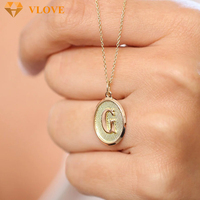 Collections de bijoux exclusives VLOVE Colliers de mode Collier d'initiales de médaillon ovale 14K