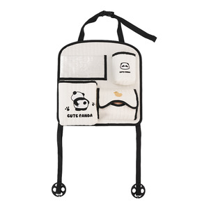 Cute Panda Car Back <b>Seat</b> Organizer Quilted <b>Storage</b> Bag H Style Multi Pocket Hanging With Logo Print For Car Interior - Product Image 5
