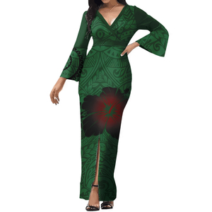 Ballkleider Hibiscus Hawaiian Elegant Pacific Island Freizeit kleidung Polynesian Tribal Design Mode Samoa Kleid für Frauen - Product Image 6