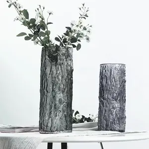 Pengaturan bunga mawar vas kaca gletser Frozen vas meja bunga kontemporer untuk dekorasi rumah