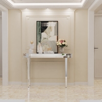 Table d'entrée console miroir en argent Glam pour canapé de salon, bureau de présentation du hall de la chambre à coucher