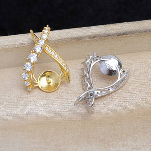 925 <b>Silver</b> Zircon <b>Cross</b> <b>Pendant</b> DIY Accessory for Pearl Jewelry Empty Semi-Finished 11-12 Base JG5904 Fashion <b>Pendants</b> Charms - Product Image 3