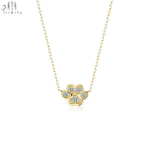 Hot Selling <b>Lovely</b> Design Paw Design Pendant 18K Solid Rose Gold Real Natural Diamond Pendant Necklace Birthday <b>Gift</b> For Girls - Product Image 3