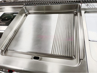 Grande Plancha à Gaz Professionnelle GPL/GN avec Armoire, 2 Boutons de Contrôle Séparés, pour Restaurant