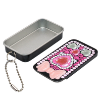 Boîte en métal rectangulaire coulissante personnalisée avec porte-clés, étui à pilules en forme de cœur orné de strass, emballage pour bonbons mentholés