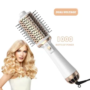 035 professione oro bianco 1000W spazzole per capelli ad aria calda rivestimento in ceramica a ioni negativi spazzola per asciugacapelli in un solo passaggio - Product Image 2