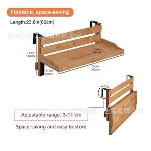 Wooden Balcony Railing Plant Rack Foldable Rectangle Shape Hanging Flower Stand For Outdoor <b>Garden</b> Decor - Product Image 4