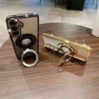 Coque arrière en TPU souple transparente antichoc avec placage de luxe et paillettes, avec béquille magnétique pour Samsung Galaxy A16 A26 A36