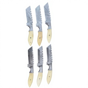 Couteau à lame fixe de style Tanto, acier Damas, manche en os bleu, pointe tombante, couteau de survie pour le camping - Garantie de 3 ans - Product Image 2