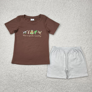 Conjunto de Ropa de Verano para Niños Pequeños, Niñas y Niños, Camiseta de Manga Corta con Bordado de Letras y Pantalones Cortos a Rayas, 2 Piezas - Product Image 3