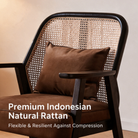 Nordischer Rattan-Sofa-Sessel, Einzelner Akzent-Armlehnstuhl, Moderner Minimalistischer Loungesessel für Wohnzimmer, Braun