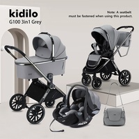 Poussette Bébé Haute Kidilo 3-en-1 Paysage avec Nacelle 3-en-1 Pliable Bidirectionnelle, Frein Double à une Étape, Voiture de Marche pour Enfants
