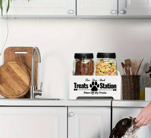 लकड़ी के पर्यावरण के अनुकूल लकड़ी के कुत्ते स्नैक भोजन कंटेनर भंडारण बॉक्स पालतू जानवरों की आपूर्ति रसोई के साथ - Product Image 4