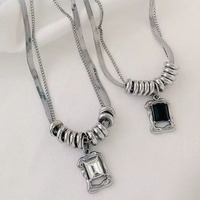 Collier en chaîne en acier inoxydable avec nœud en bambou pour femmes, pendentif en zircon, plaqué or 18 carats, bijoux de luxe légers