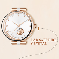 Montre de luxe pour femme en acier inoxydable à quartz, cadran en verre, mouvement à aiguilles, design phase de lune