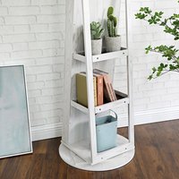 Organisateur rotatif de sol blanc, miroir sur pied en bois, grand cabinet à bijoux en bois