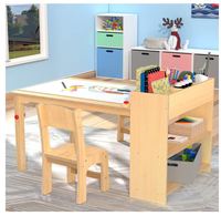 Table d'activités et 2 chaises en bois pour enfants, bureau d'artisanat portable, organisateur de fournitures artistiques pour enfants