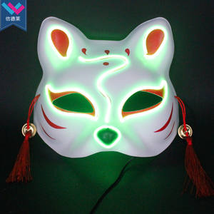 หน้ากากคาบูกิคิทสึเนะญี่ปุ่น TW-085 สำหรับคอสเพลย์  แบบครึ่งหน้า  พร้อมไฟ EL  สำหรับงานปาร์ตี้ฮาโลวีน งานแฟนซี งานเทศกาล  ลายจิ้งจอกอนิเมะ - Product Image 3