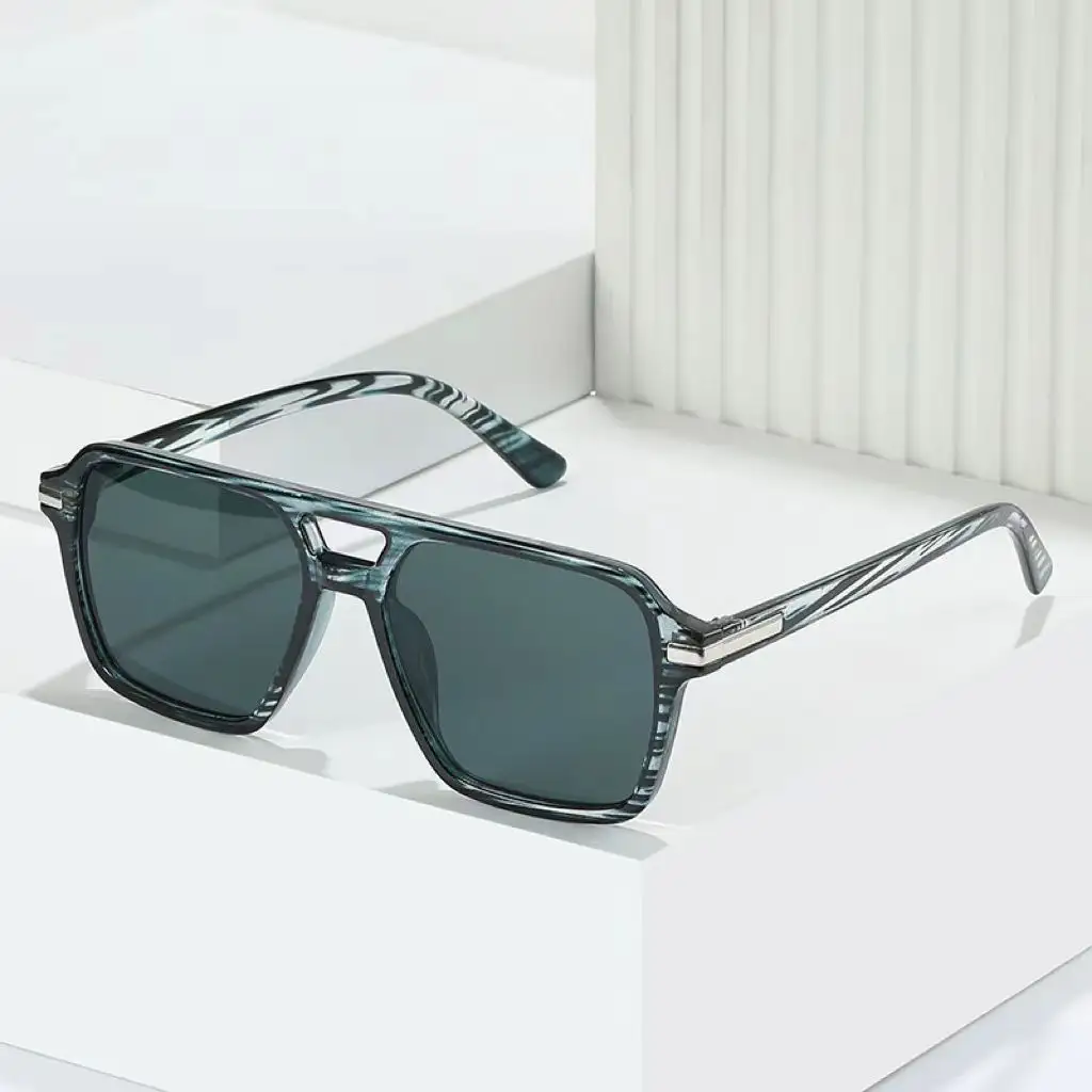 2024 nueva moda Retro doble haz cuadrado Jelly marco clásico de lujo mujeres hombres gafas de sol Shadow Pc Uv400 gafas con logotipo personalizado
