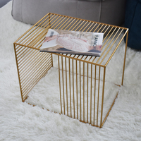 Table basse carrée moderne en fil métallique, style européen, simple, pour meubles de salon