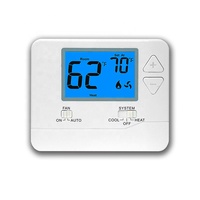 Termostato de habitación digital de ahorro de energía 1 calor/1 frío sin programación con pantalla LCD retroiluminada