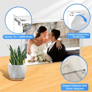 Wholesale Clear Transparent Shatter Resistant Double Sided Acrylic <b>Magnetic</b> Square Shape Photo <b>Frame</b> Home Decor Refrigerator - Product Image 3