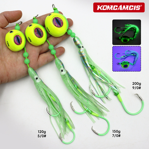 OEM Heavy Duty UV Glow Squid Jig Head Rig 120g 150g 200g Metal Jig <strong>Octopus</strong> Jigging Rigs for Deep Sea Fishing Tackle - Product Image 1