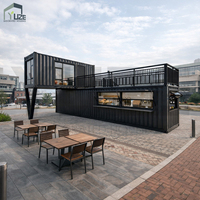Restaurant Conteneur Futuriste Préfabriqué en Acier à Deux Étages avec Cuisine
