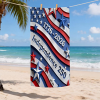 Serviettes de plage personnalisées en gros, thème patriotique 250e anniversaire des États-Unis, douces, absorbantes et à séchage rapide, idéales pour adultes