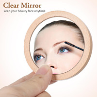 Petit miroir de maquillage couleur naturelle miroir compact rond portable à la main miroir de poche en bambou en bois personnalisé